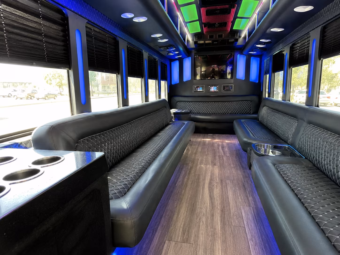 pomona 15 passenger party bus inside