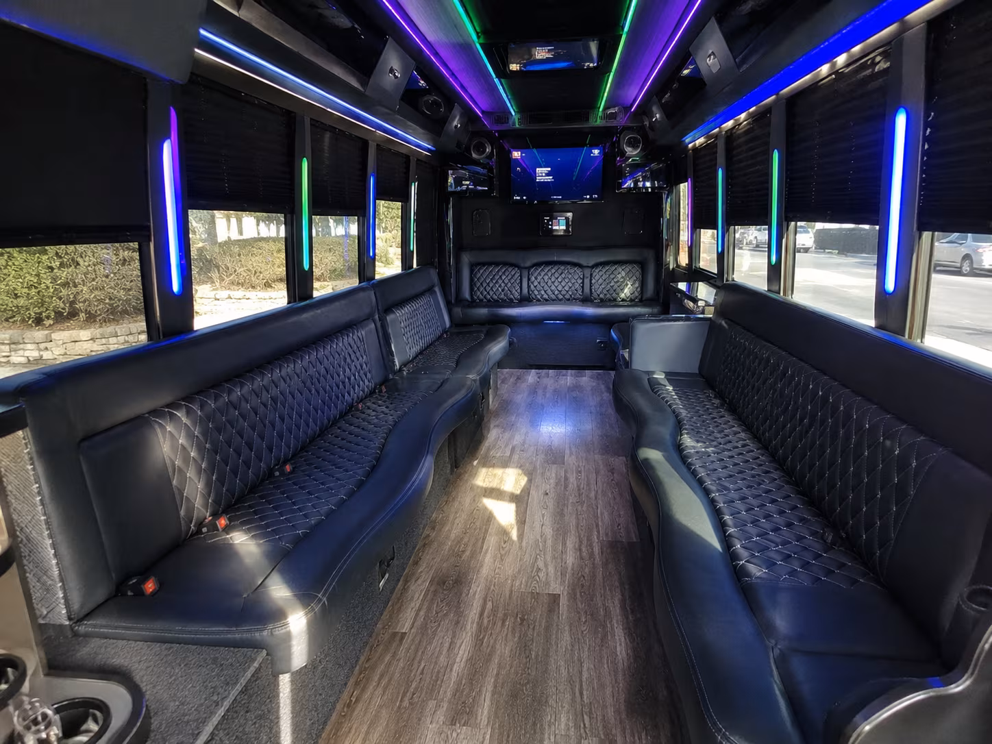 pomona 15 passenger party bus interior