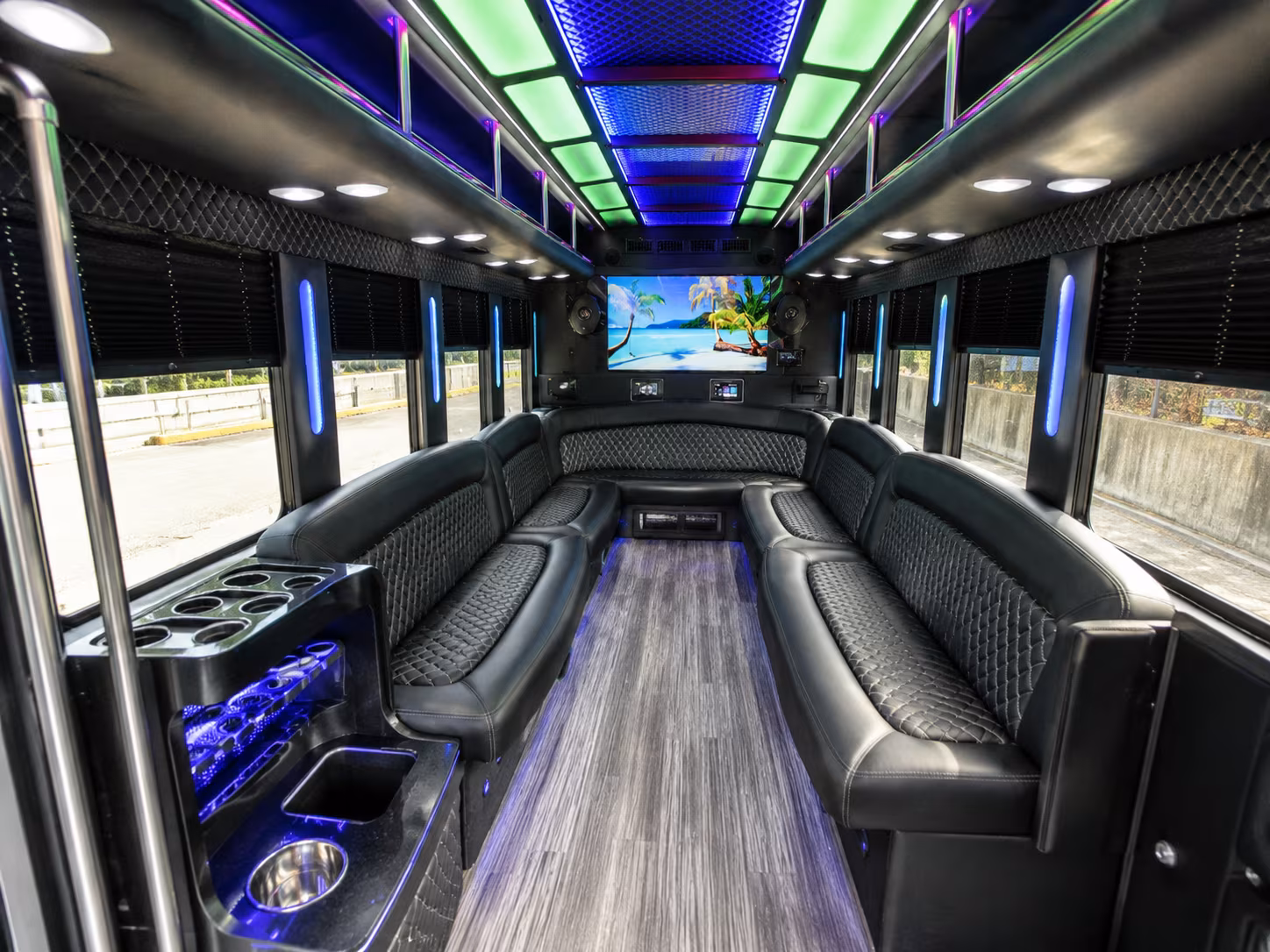 pomona 18 passenger party bus inside