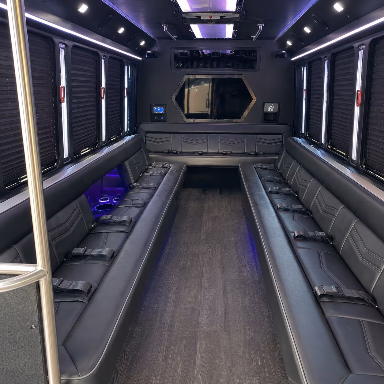 pomona 18 passenger party bus interior