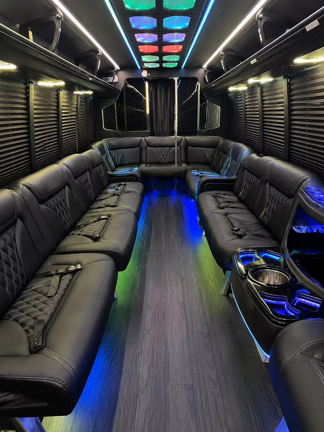 pomona 20 passenger party bus interior