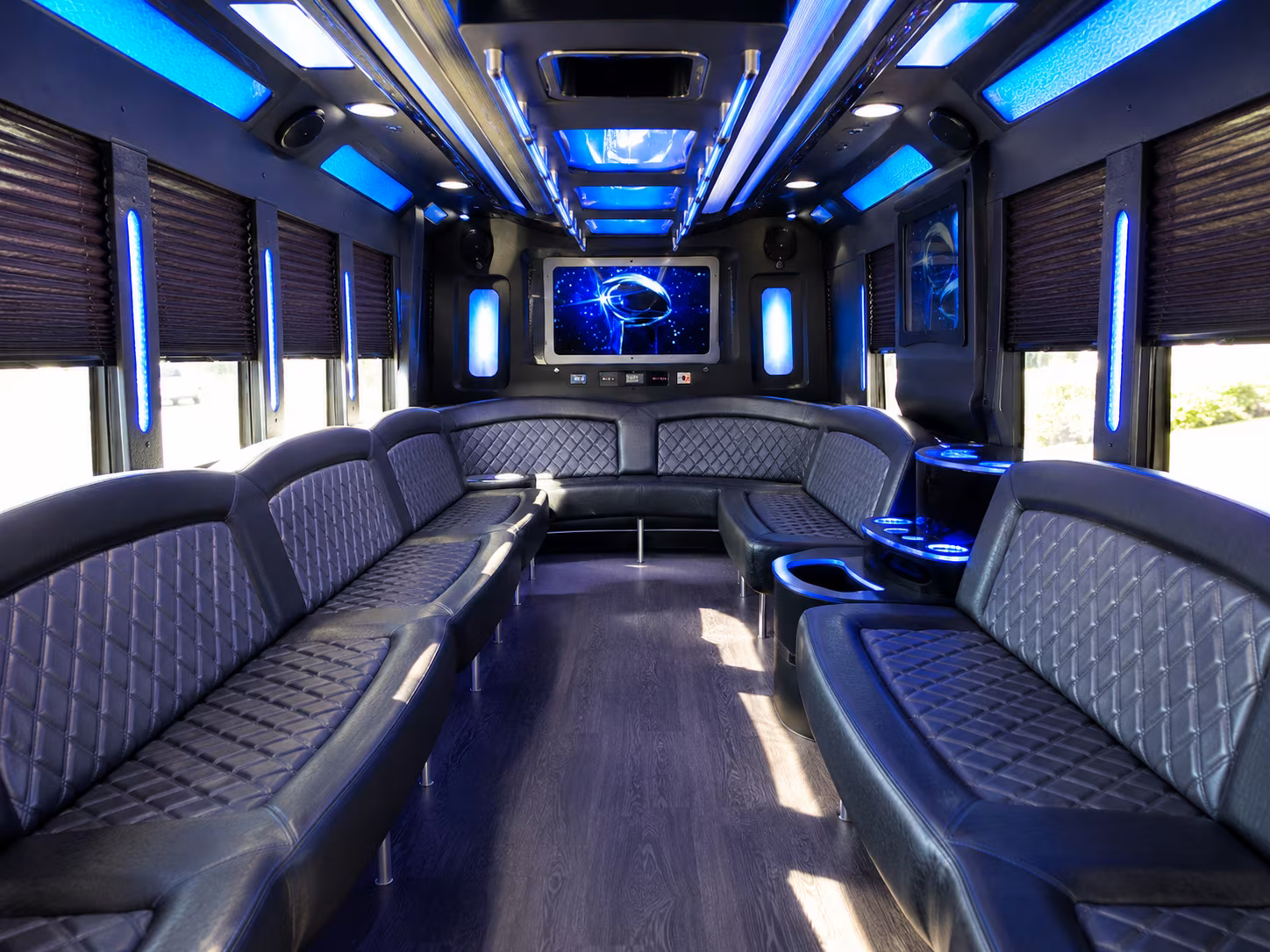 pomona 28 passenger party bus inside
