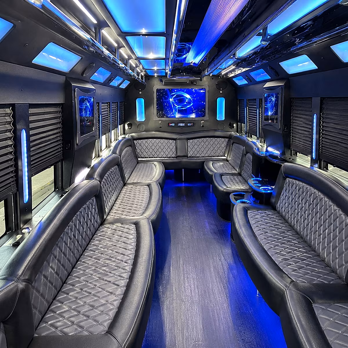 pomona 50 passenger party bus interior